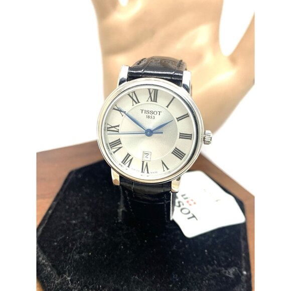 Tissot Women's Watch T1222101603300 Swiss Quartz Silver Dial Black Leather 30mm - Picture 1 of 14